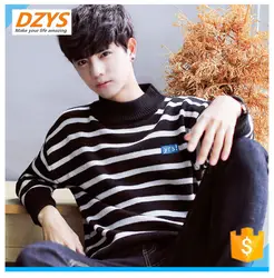 DZYS весна полосатый Мужской свитер корейской Свитер под верхнюю одежду тенденция тонкий личности толстые теплые повседневные