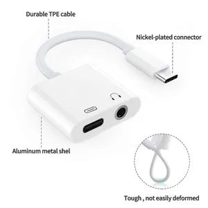 Тип C до 3,5 мм порт для зарядки 2 in1 с разъемом подачи внешнего сигнала AUX Jack кабель постоянного тока адаптер для iPad 2018 для Huawei Mate 10 20 pro P20