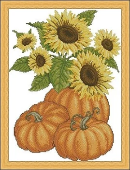 

Needlework,DIY Cross Stitch,Sets For Embroidery kits,14CT&16CT,Pumpkin sunflower