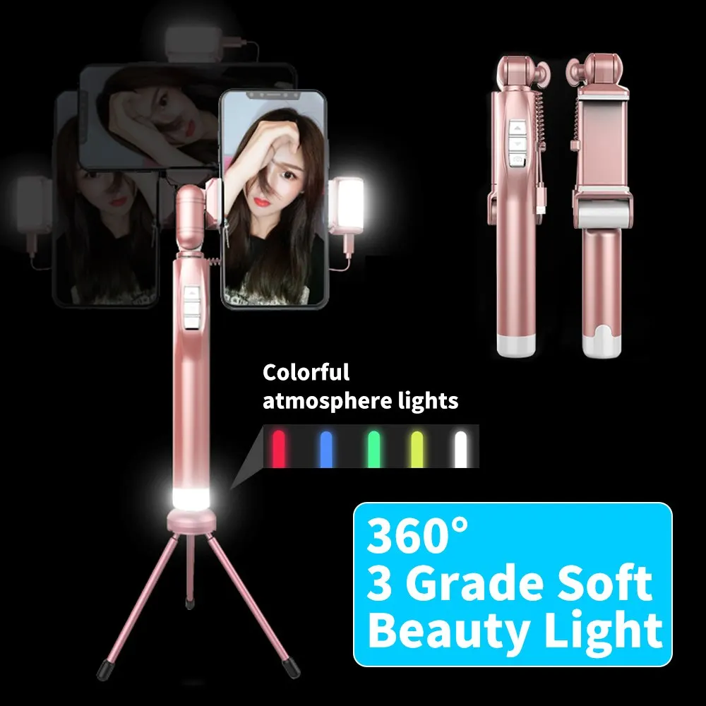 

Fashion A8 Led Flash Fill Light Selfie Stick Lighting Bluetooth Monopod with Tripod controller for Iphone 5 6 7 8 X Sumsang