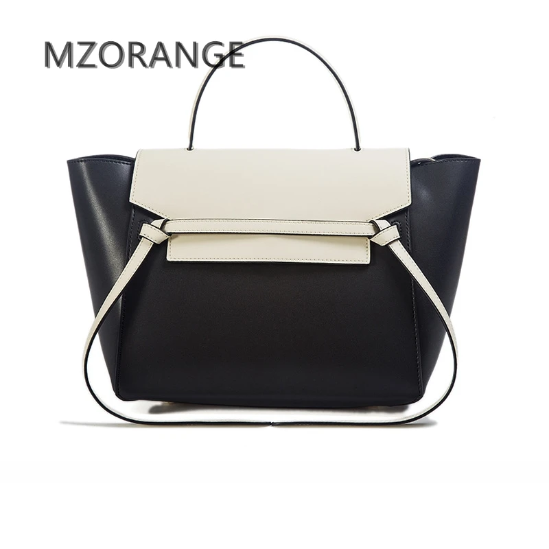 

MZORANGE New design high quality Cowhide genuine leathe bags for women 2018 Fashion Ladies shoulder bags casual trapeze tote bag