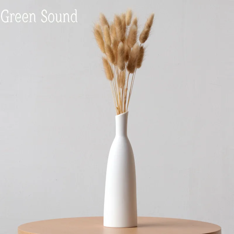 

Green Sound Dried Flower Vase Small Fresh Ceramic European Ornaments Living Room Flower Arrangement White Art Simple Decoration