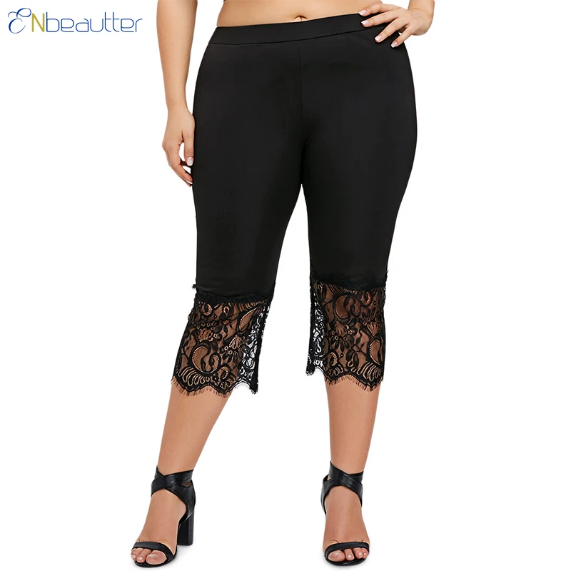 ENbeautter Women's Summer Pants Skinny Lace Calf-L...