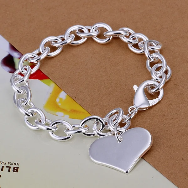 

Charms heart women lady silver Elegant heart-shaped bracelets new high quality fashion jewelry Christmas gifts