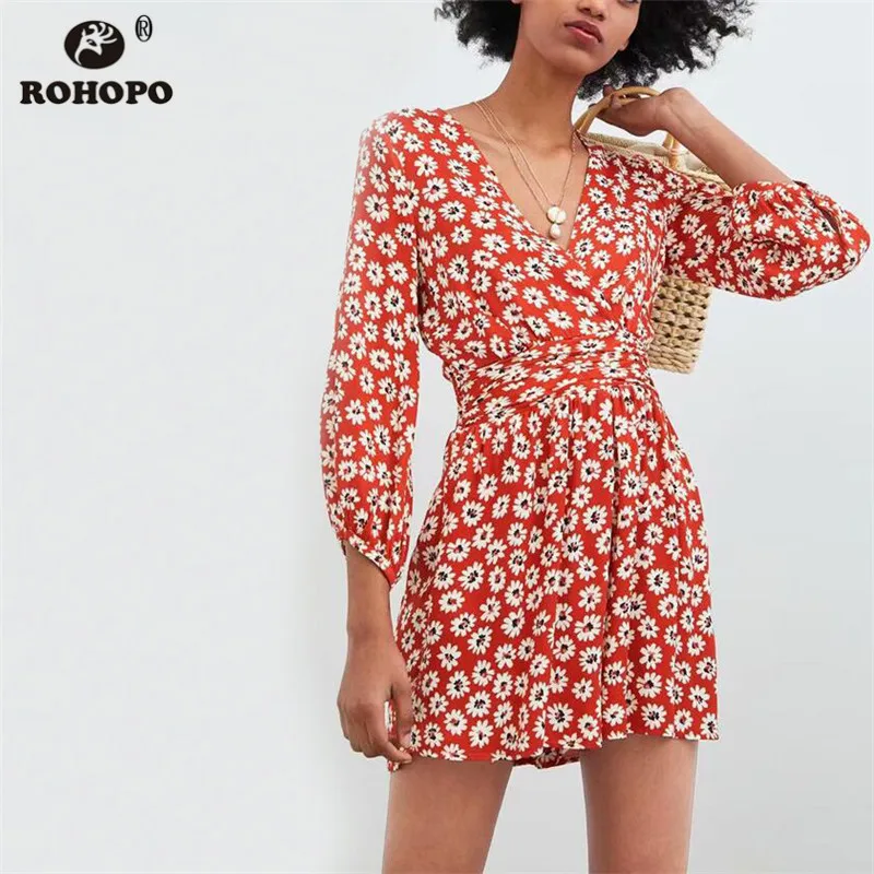 long sleeve floral playsuit