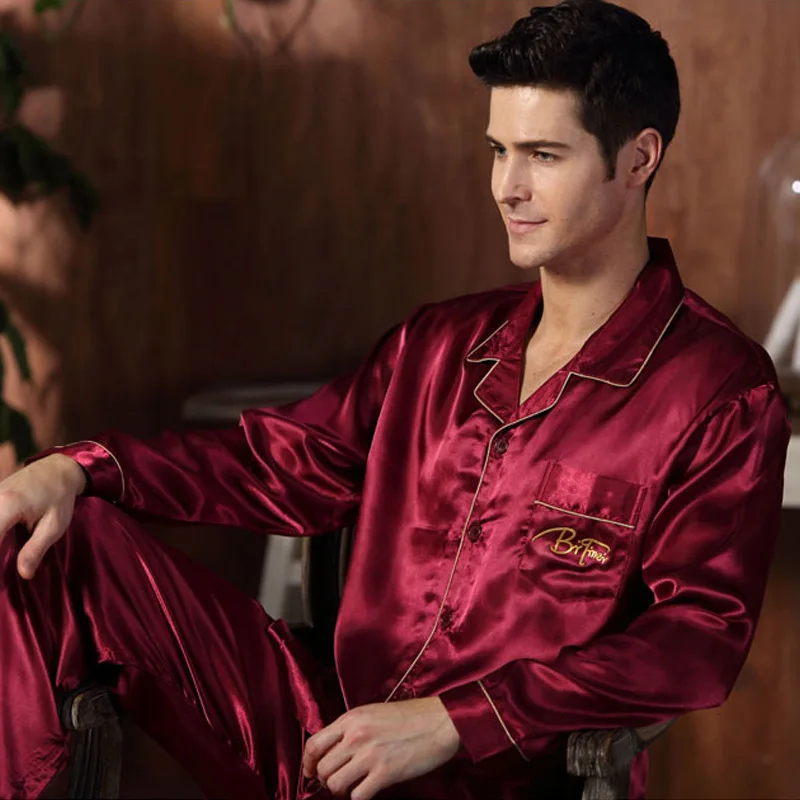 Spring autumn silk pajamas twinset middle age man long sleeve clothing satin Plus Size Silk Sleepwear Home loungewear XXXL 4XL Spring autumn silk pajamas twinset middle age man long sleeve clothing satin Plus Size Silk Sleepwear Home loungewear XXXL 4XL