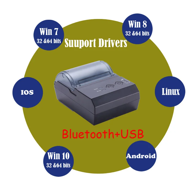 58 мм портативный термопринтер для чеков мини bluetooth принтер pos счетов с батареей