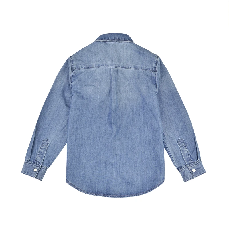3Boys Denim Shirts Blouses Long Sleeve Kids Jeans Tops Letter Cartoon Printed Cowboy Outwear