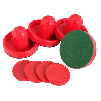 

Red Air Hockey Pusher Classic Game Air Hockey 4Pcs Table Pucks And 4Pcs Felt Pusher Mallet Grip For Entertainment Table Game