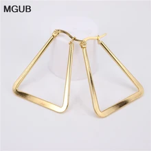 Плоские треугольные серьги из нержавеющей стали, простые ювелирные изделия, милые женские поп-серьги, кольцо, фабричная специальная, подарок на день рождения HX67