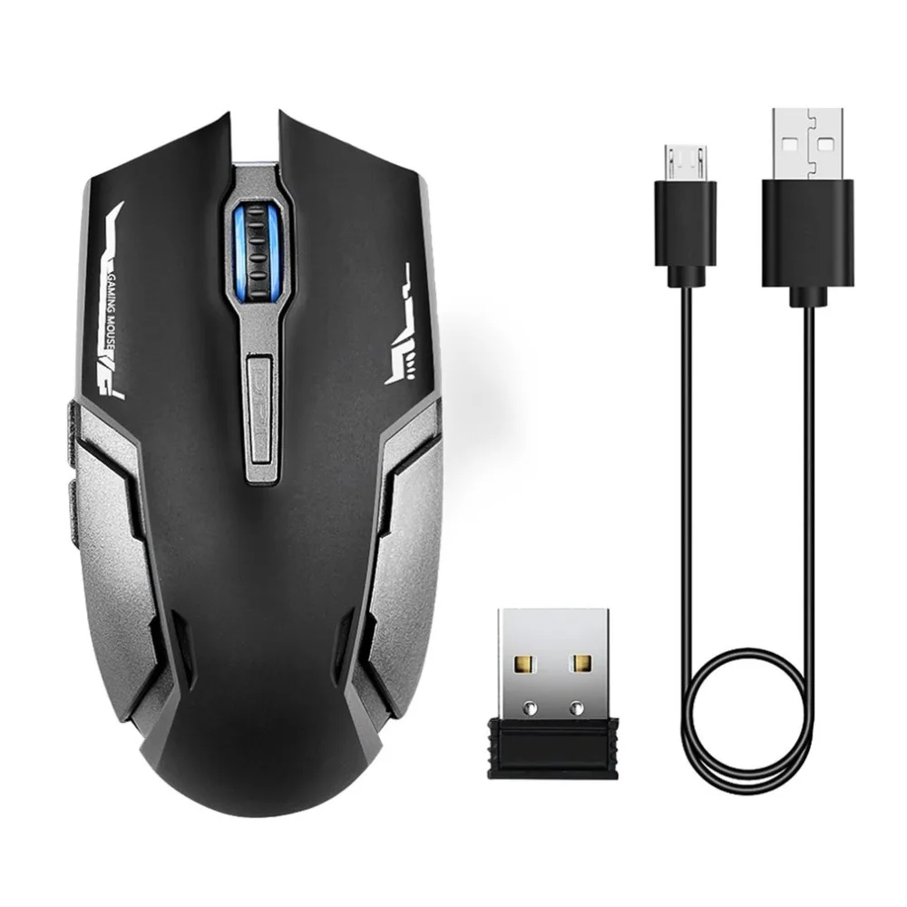 

G809 2.4GHz Wireless Gaming Mouse 1200DPI with 6 Buttons Ergonomic USB Rechargeable Mouse for PC Laptop Computer