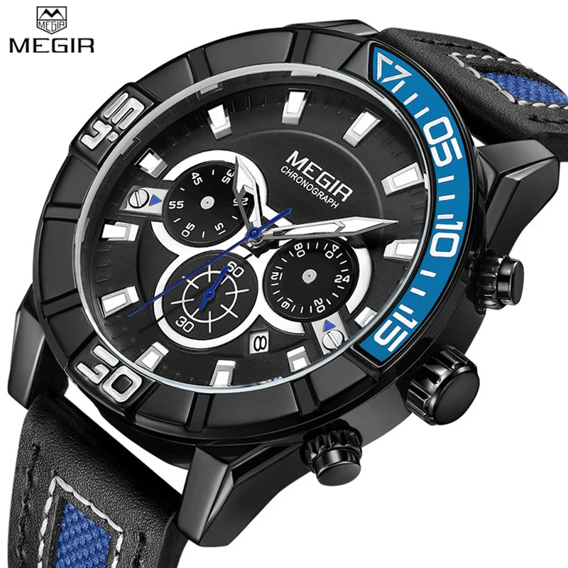 megir men's chronograph analog quartz watch