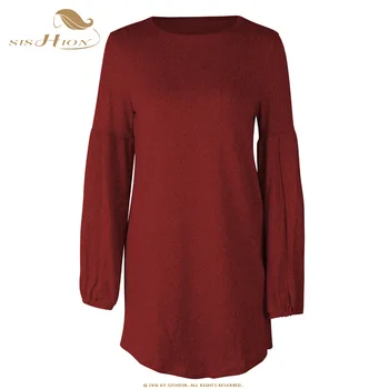 

SISHION Autumn Winter New Knitted Sweater Short Women Dress QY0222 Solid Plus Size A Line Knitted Dresses Femme