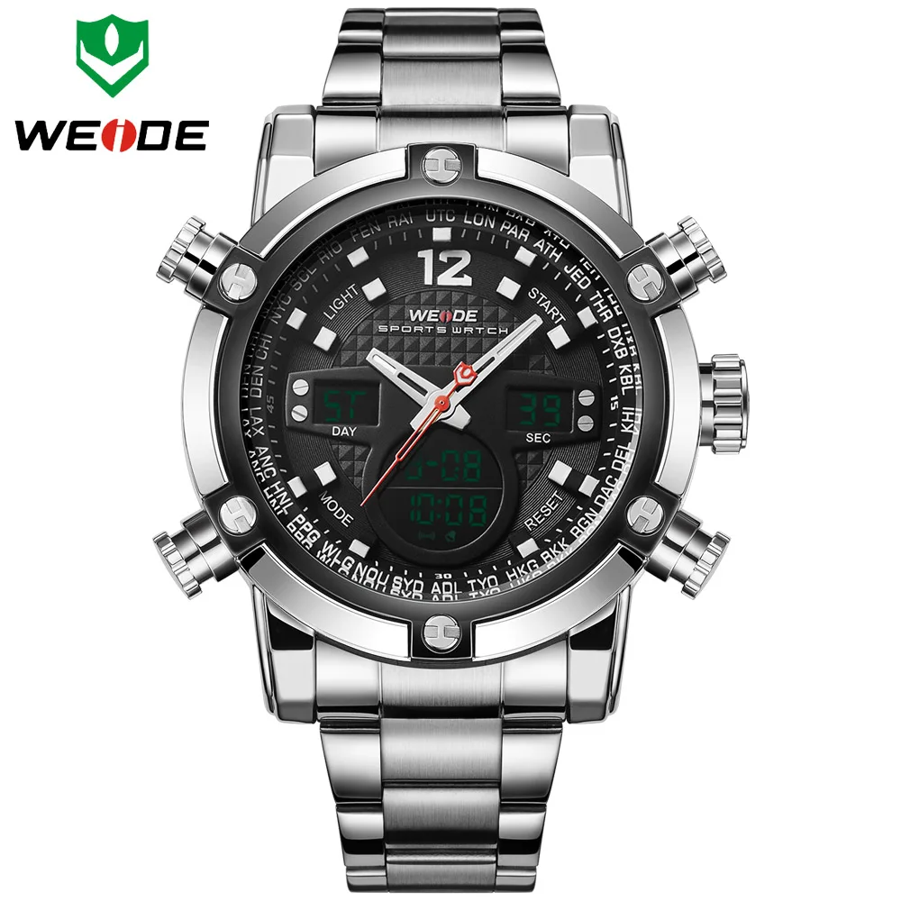 Watches Men Luxury Brand WEIDE Sports Full Steel Watch Men's Digital Quartz Clock Man Army Military Wristwatch relogio masculino men watches brand luxury men military wrist watches full steel sports watch waterproof relogio masculino men s quartz wristwatch
