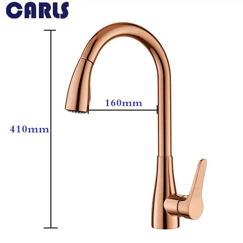 CARLS Brass can stretch rotary kitchen faucet kitchen sink faucet basin rose gold Xicai undercounter telescopic faucet F3020-2