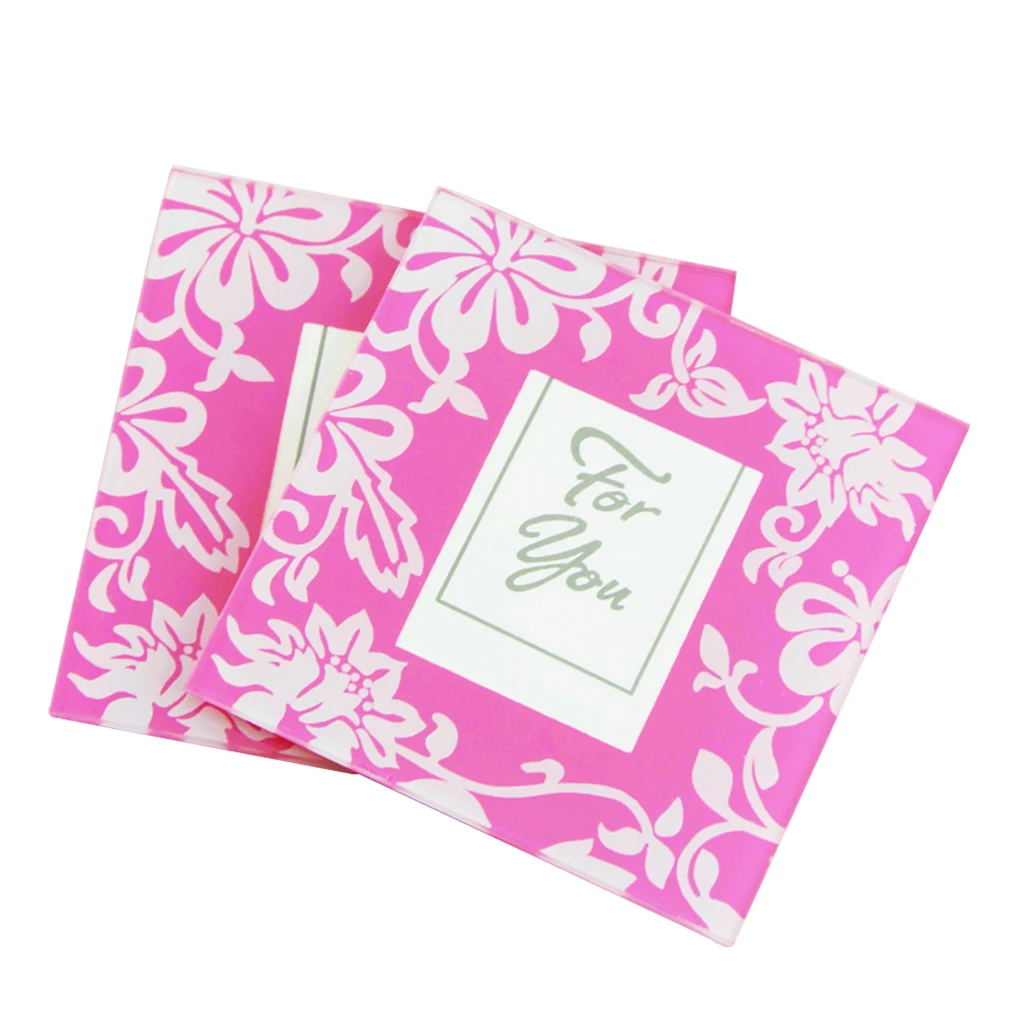 2pc Fashion Glass Coaster Pink Photo Frame Coaster Coffee Cup Saucer Tea Cup Small Tray for Wedding Gifts for Girls 