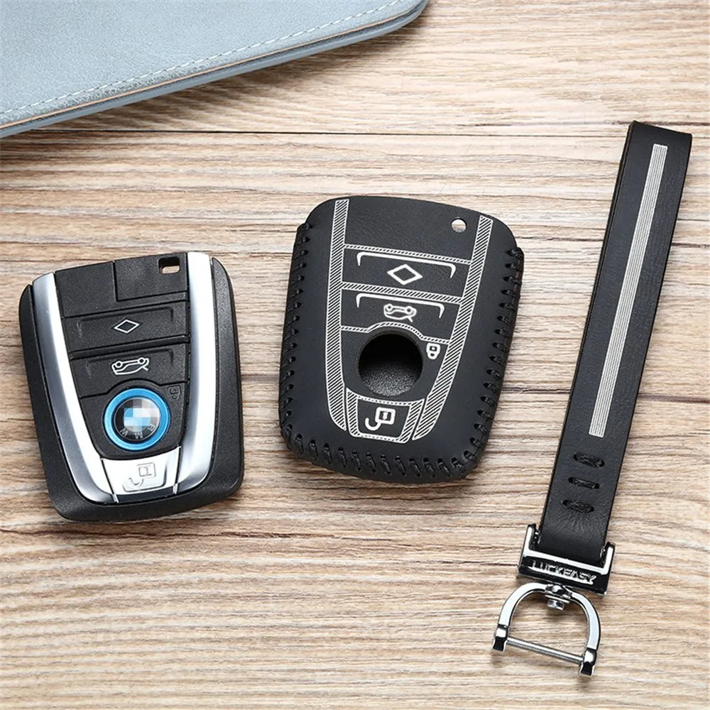 

luckeasy leather key cover for bmw i3 i8 2013 2016 2017 2018 Car Key bag/case wallet holder key2y