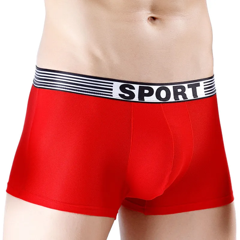 

Sport Letter Ice Silk Men Boxershorts Breathable Underpants Mens Underwear Boxers Homme Sexy Gay Unterhosen Herren