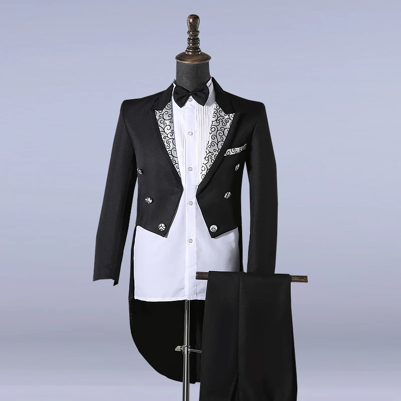Mens Black White Suits Jacket Pants Formal Dress Men Suit Set men wedding suits groom tuxedos for men blazer Mens Black White Suits Jacket Pants Formal Dress Men Suit Set men wedding suits groom tuxedos for men blazer
