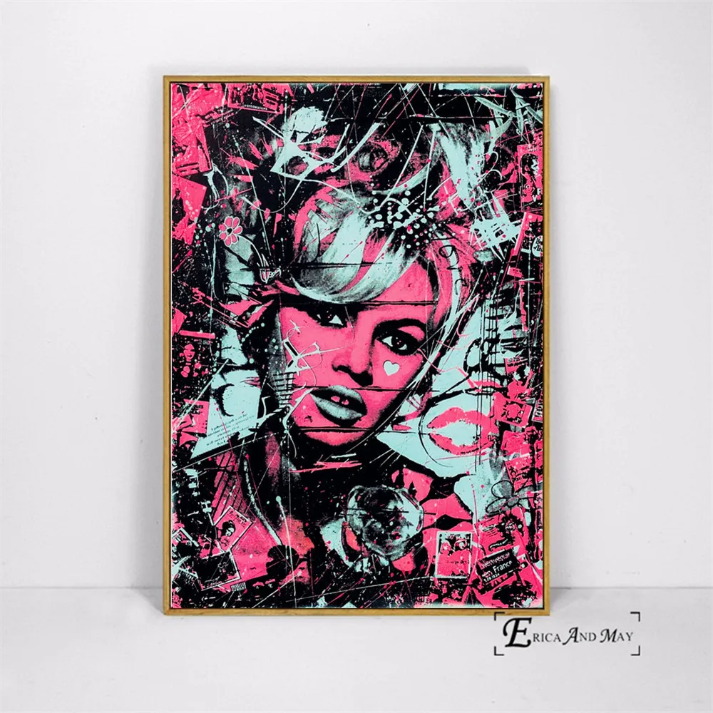 Brigitte Bardot Street Painted Pop художественные плакаты и принты настенные художественные декоративные картины на холсте для гостиной домашний декор