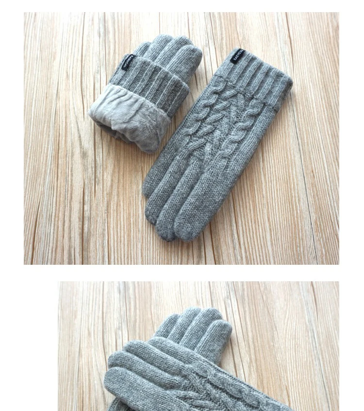 Осенне-зимние мужские вязаные перчатки с сенсорным экраном, высококачественные мужские бархатные толстые теплые шерстяные кашемировые однотонные перчатки, мужские варежки