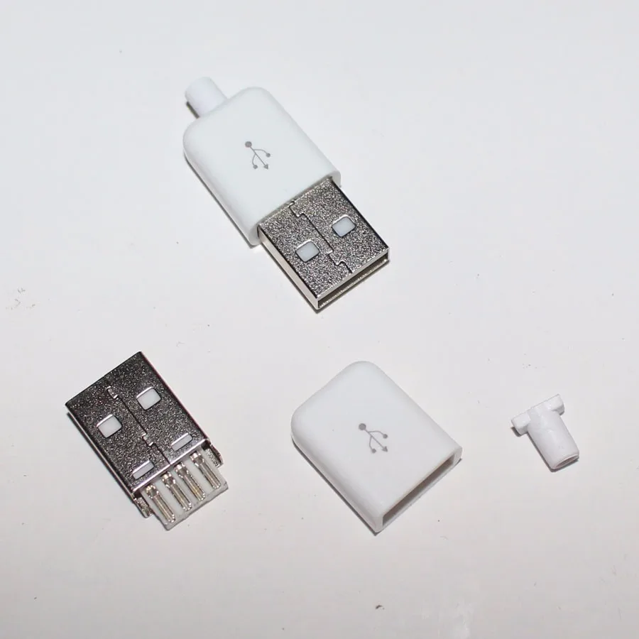 10 шт. Мужской USB разъем комплект 5P 5pin USB 2,0 штекер тип А DIY компоненты белый/черный пластиковая крышка