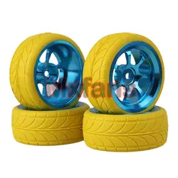Mxfans 4xRC1: 10 на дороге автомобиль желтая стрелка узор резиновые шины + синий 7-говорил al. Обод колеса