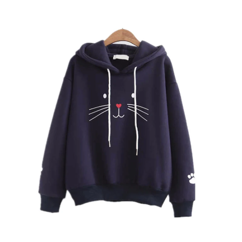 2018 New Fashion Autumn Winter Cute Cat Print Pullover