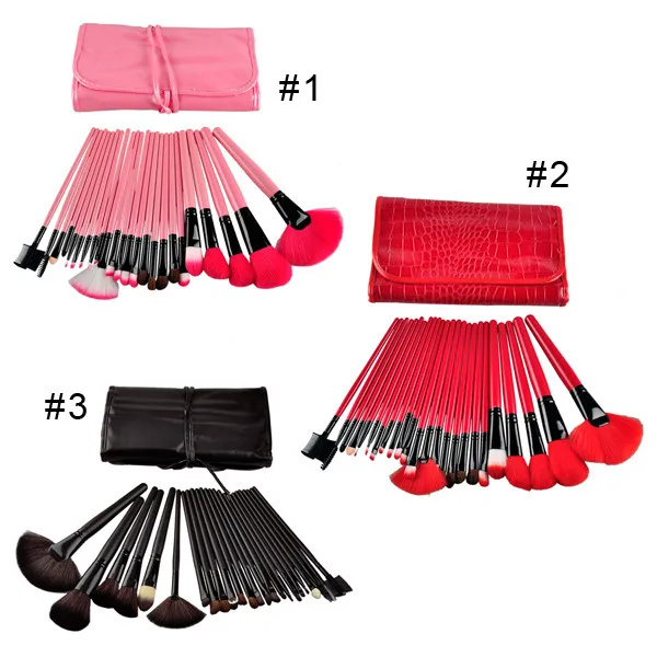 Набор для профессионального макияжа 24 шт деревянные щетки Макияж сумка розовый и черный цвет полный макияж набор