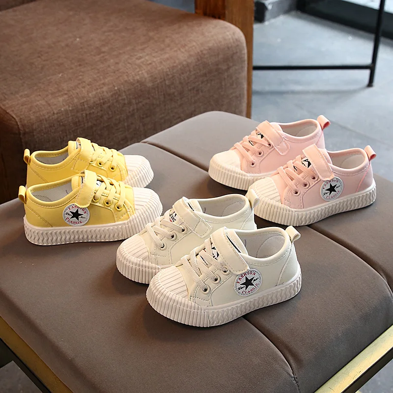 

2019 Autumn new girls hundred riding canvas shoes children spring and autumn shoes children Korean plate shoes boys white shoes