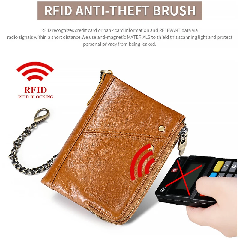 Мужской бумажник RFID из натуральной кожи Тонкие Двойные кошельки для мужчин ID