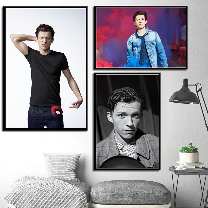 

P096 Tom Holland Movie Actor Star Spider-Man Art Painting Silk Canvas Poster Wall Home Decor