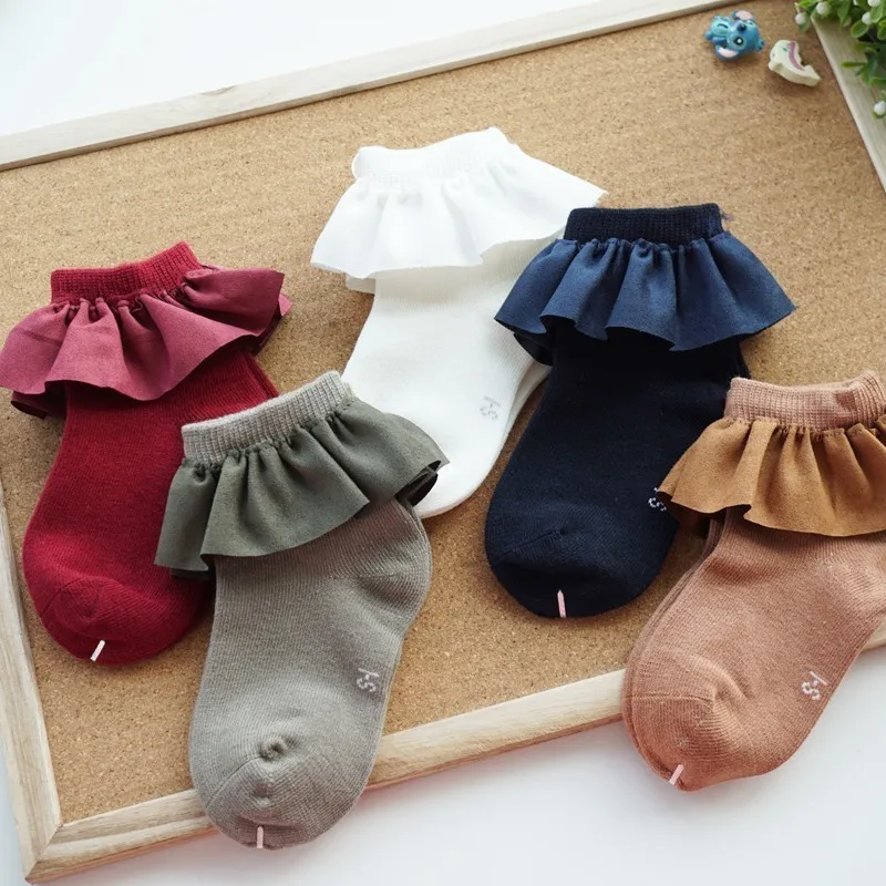 Fashion Baby Girls Kids Faux Suede Lace Cotton Socks Princess Soft Trim Baby Toddler Short Socks High Quality