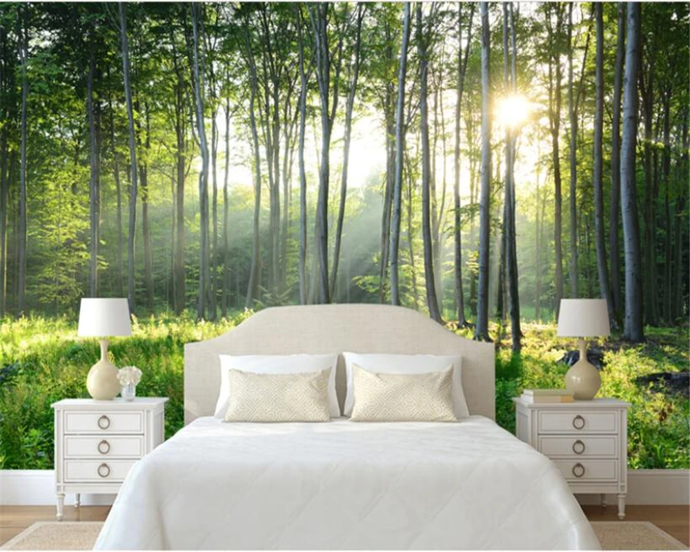 Beibehang пользовательские фото обои природа зеленый лес обои пейзаж Фреска Гостиная ТВ 3d обои