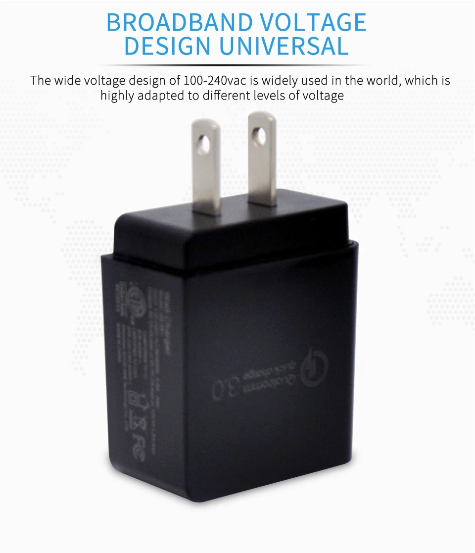 18W Quick Charge 3.0 USB Charger US Plug Wall Mobile Phone Charger Charger Adapter for iPhone Samsung Xiaomi Huawei (10)