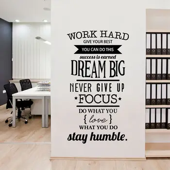 

Office Motivational Quotes Wall Sticker Never Give Up Work Hard Vinyl Wall Decals Art Home Decoration Muursticker Tekst W715