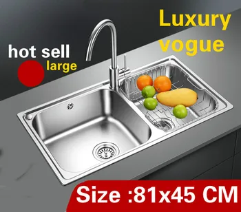 Price Free Shipping Apartment Luxury Kitchen Double Groove Sink Do The Dishes 304 Stainless Steel Hot Sell Large 810x450 MM