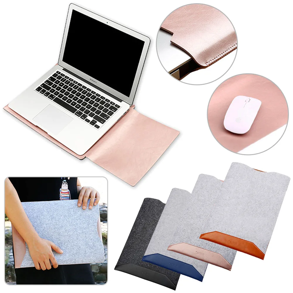 2017 Simple Felt Leather Holster Liner Sleeve Bag Cover For Apple macbook Air Pro 15 inch laptop Case For Macbook DTB0043