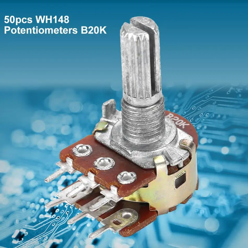 50 шт./лот WH148 B20K потенциометры линейный горшок Регулируемый поворотный регулируемый резистор потенциометра 20 мм