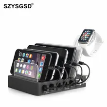 Топ зарядная станция Док-станция держатель 6 портов 2.4A многофункциональный универсальный USB зарядное устройство для iPhone XS X 8 samsung huawei стенд
