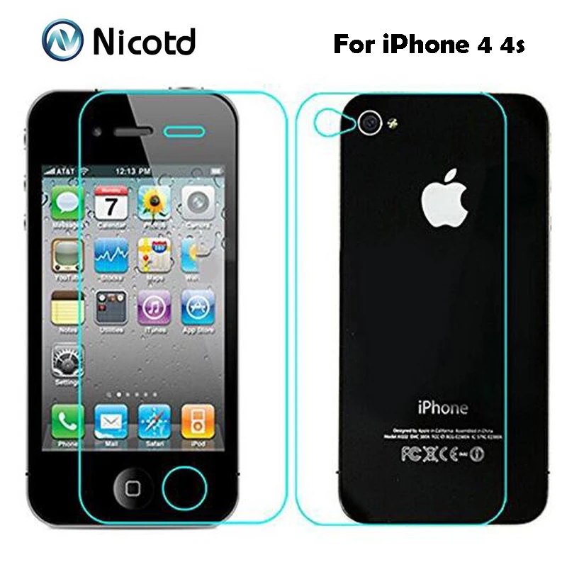 2Pcs/Lot 0.3mm 2.5D Front and Back Tempered Glass for iPhone 4s 4 Anti-Explosion Protective Screen Protector Film For iPhone 4 afbeelding