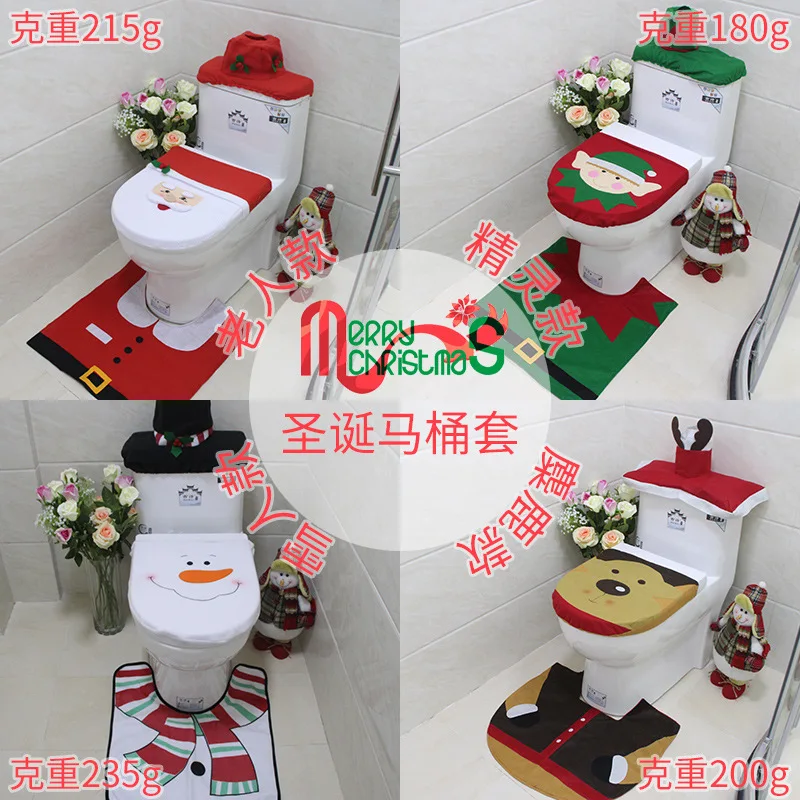 Новый год Рождество 3 шт. крышка для унитаза Санта Клаус navidad kerst резервуара воды