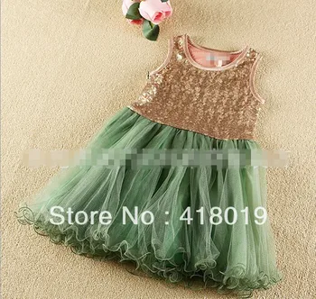 

2016 new girls sequins party dress fashion high-grade children dresses elegant cute kids clothes 5pcs/lot
