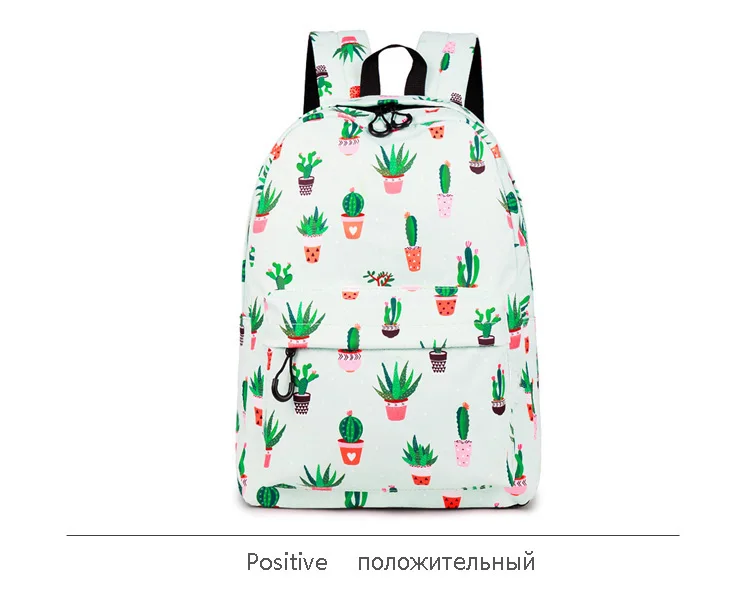 WINNER Water Resistant Fashion Cactus Printed School Backpack Polyester 14 Inch Laptop Cute Bookbag For Teenage Girls (14)