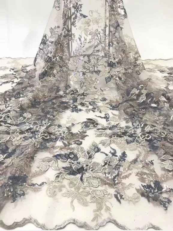 

Beautiful L-89414 Nigerian Lace Fabric For Wedding fashion flower Lace Fabric