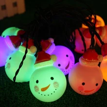 Led 6,5 м 30 голова Снеговик улыбающееся лицо диаметр 5 см новогодняя елка украшения солнечные гирлянды праздничные декоративные лампочки