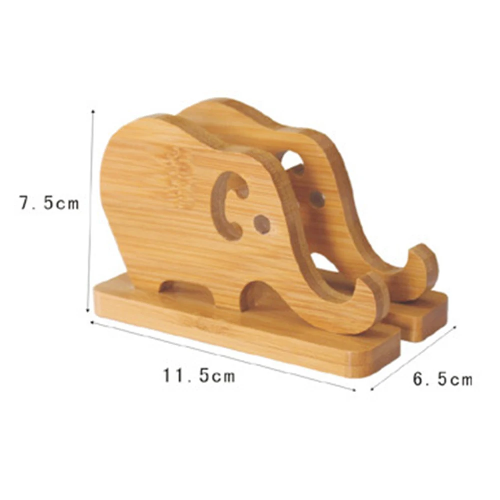 Портативный Настольный кронштейн, держатель для телефона с изображением слона из мультфильма, бамбуковая подставка для планшета, универсальная подставка для хранения аксессуаров, подставка для мобильного телефона