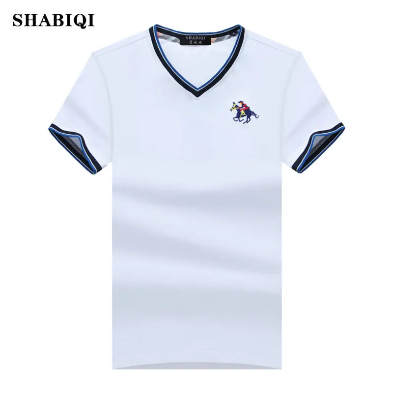 Футболка мужская с коротким рукавом и V образным вырезом из хлопка|men v neck|men topsbrand t