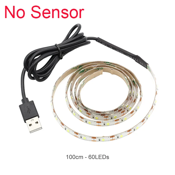 USB беспроводной PIR датчик движения светодиодный водонепроницаемый 1 м 2 м 3 м 4 м 5 м водонепроницаемый светодиодный ночник для шкафа горячая распродажа - Цвет: 1M(No Sensor)