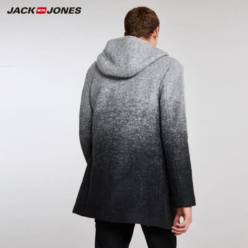 JackJones мужское шерстяное пальто с капюшоном 2019 модная повседневная верхняя одежда